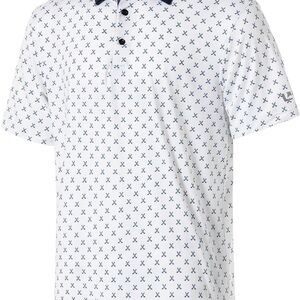 Stylish White Polo Shirt with Black Pattern